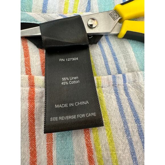 Ali Miles Tunic Top Womens Size 1X Multicolor Striped Linen Cotton Asymmetrical - Picture 7 of 8